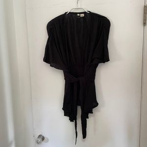 Linen Cotton short sleeve wrap top - Anthropologie